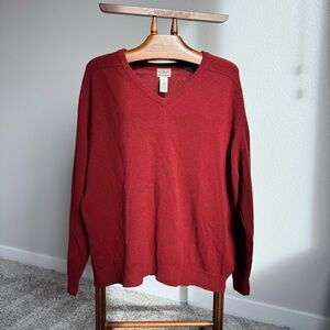 Vintage L.L.Bean Red Lambswool V-Neck Sweater Men’s XL